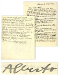 Alberto Giacometti Autograph Letter Signed -- ...Under different external conditions I would find it very beautiful here, and also if my work were in a different state...